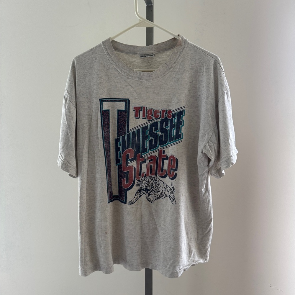 Vintage vtg Tennessee state tigers light gray shirt tee L